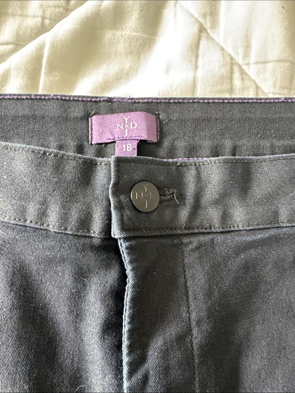 NYDJ Black Stretch Straight-Leg Pants with Purple Tag